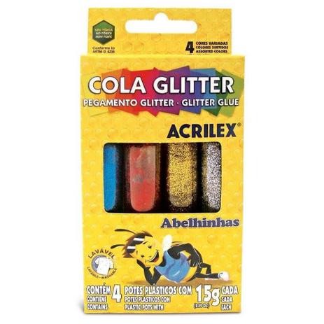COLA C/GLITTER 15G ACRILEX-4 CORES