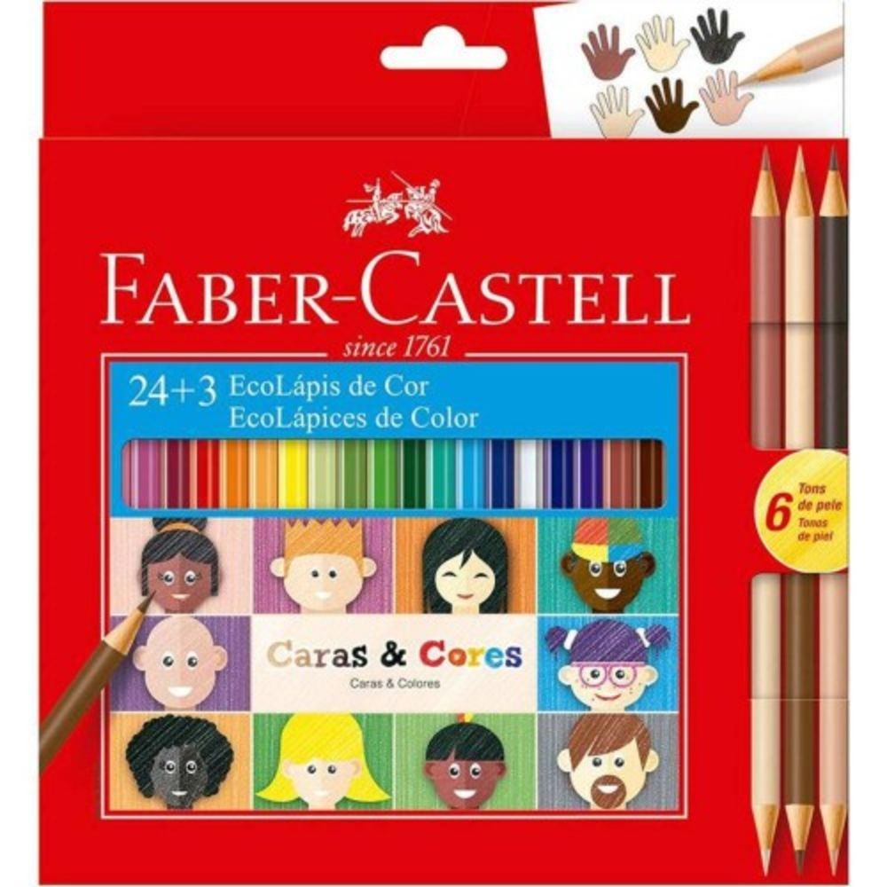 LAPIS COR 24C FABER+6 TONS DE PELE