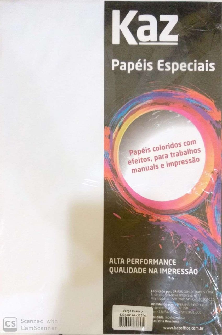 PAPEL IMPR.A4 120G-25F-VERGE BRANCO KAZ