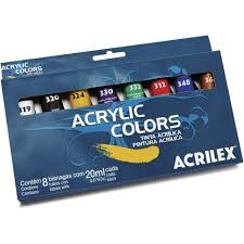 TINTA ACRILICA P/TELA 20ML ACRILEX-C/8 CORES