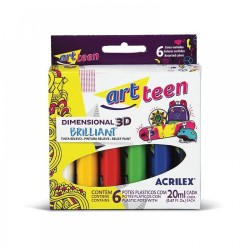 TINTA RELEVO DIM.BRILH.20ML-CX C/6 CORES