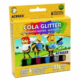 COLA C/GLITTER 23G ACRILEX-6 CORES