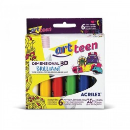 TINTA RELEVO DIM.BRILH.20ML-CX C/6 CORES